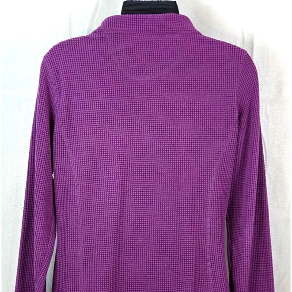 Tangerine Ladies Small Purple 1/4 Zip Waffle Knit Pullover w Pockets - Picture 7 of 8